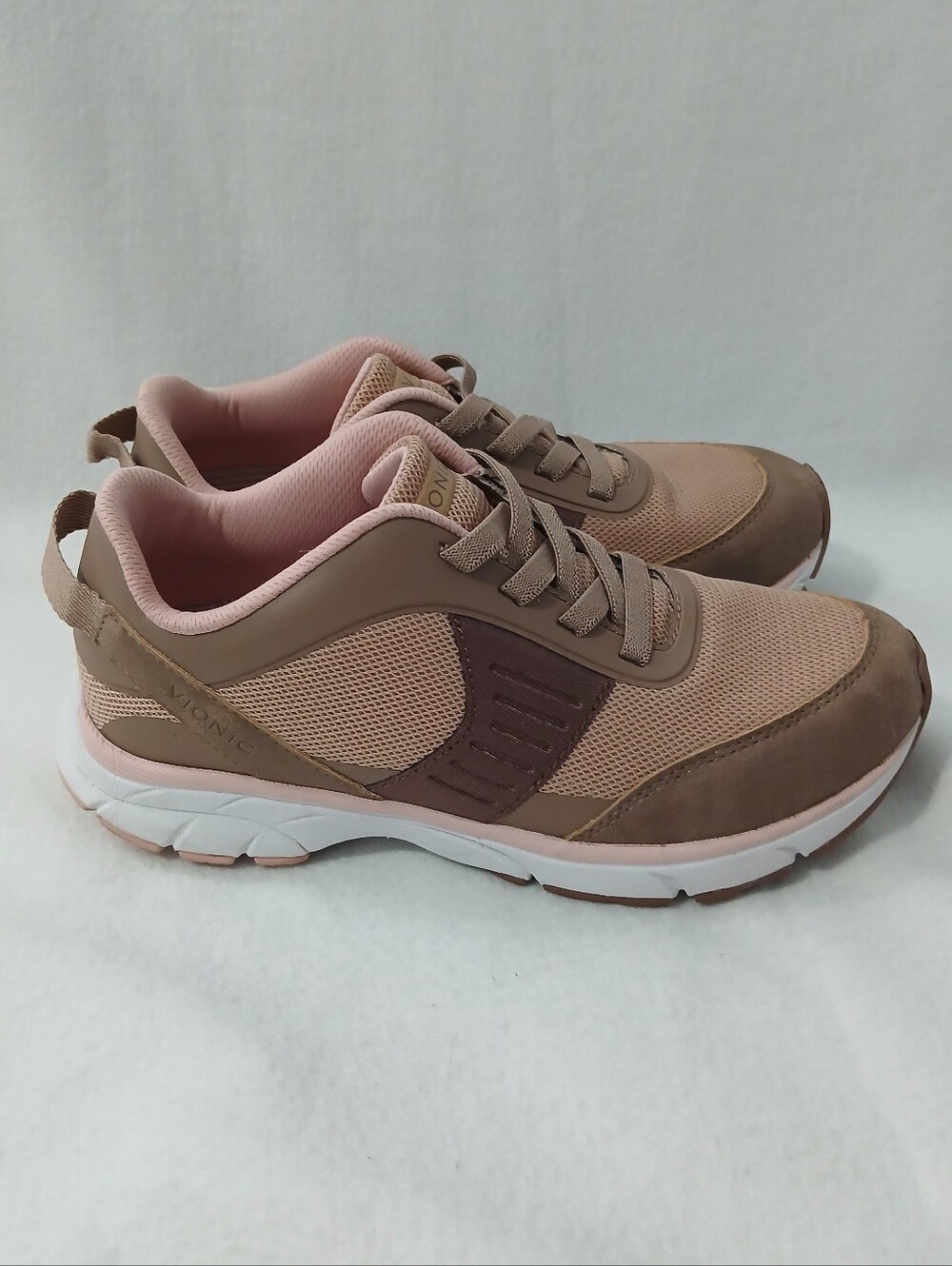 Vionic Women's Blush Pink and Taupe Slip-On Lace Sneakers